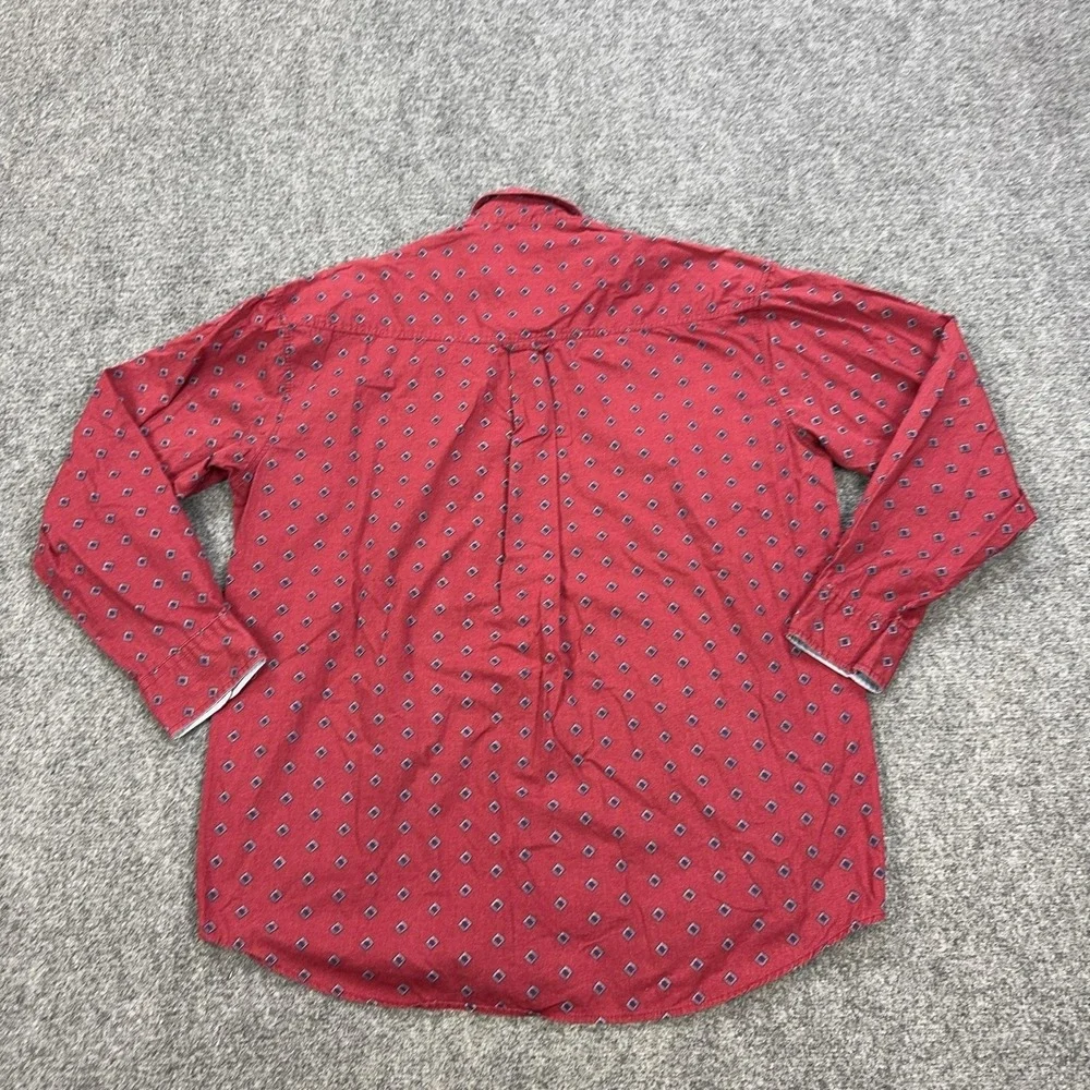 Roper Shirt Mens Large Red Geometric Long Sleeve Button Up Pockets Western